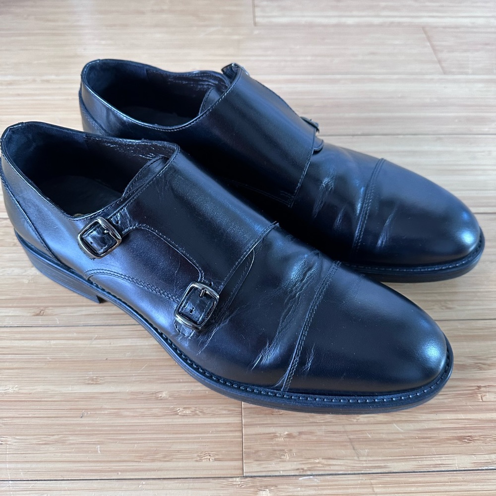 Monk straps, black, size 9.5 US/43 EU, Signs Milano, made in Italy